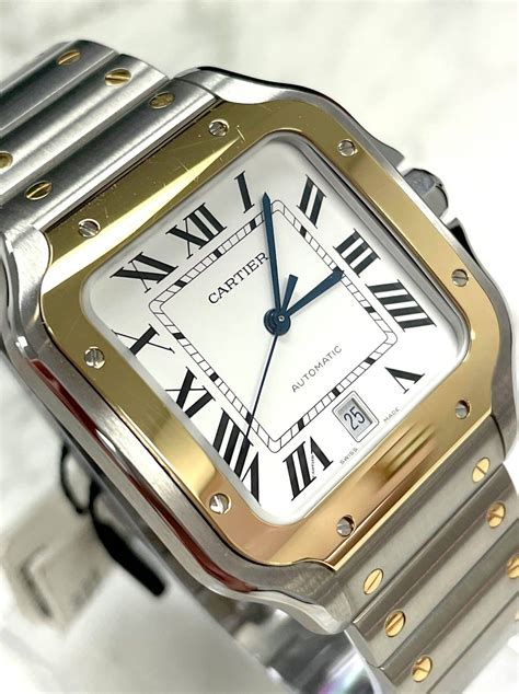 cartier watch 2 tone|cartier santos bezel.